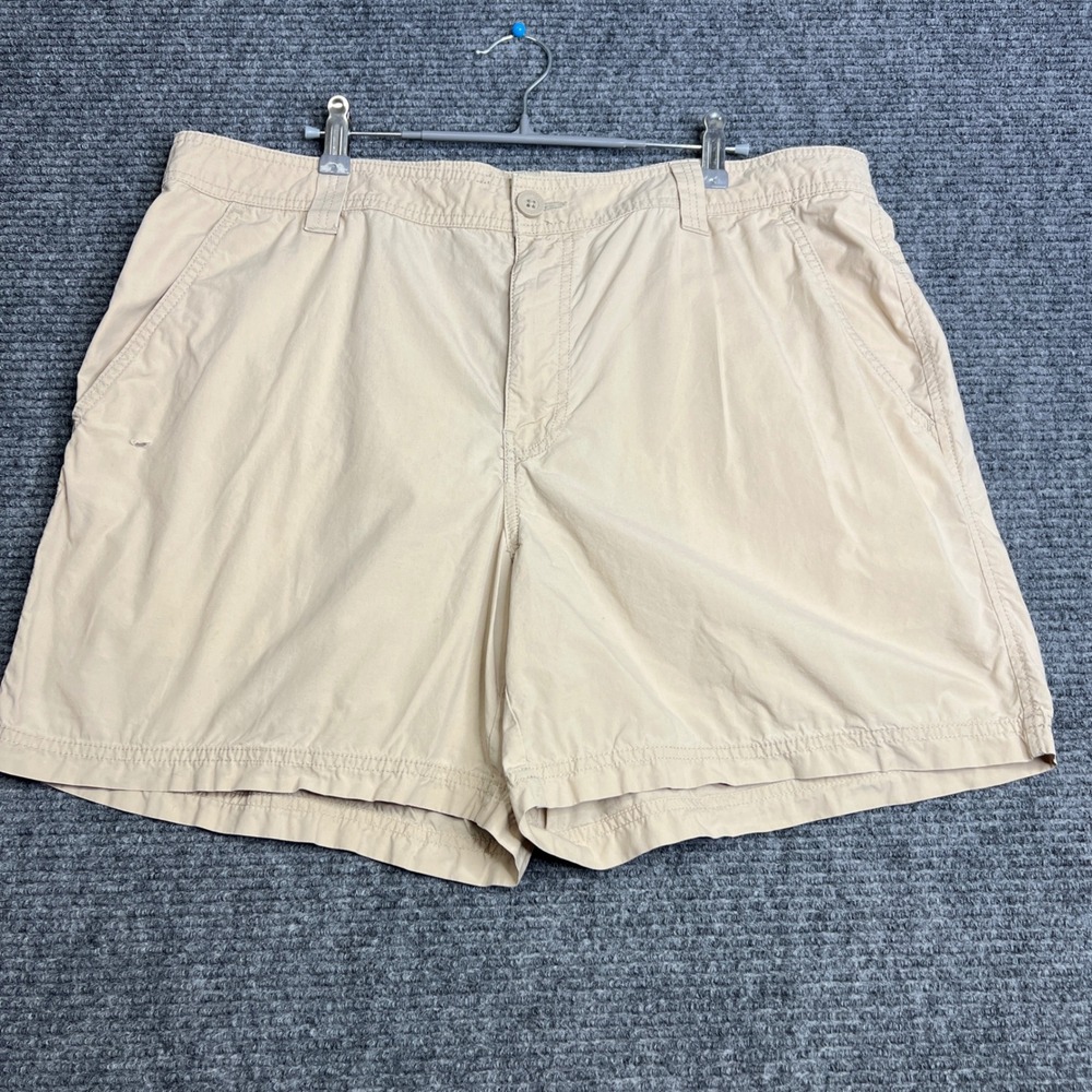 Columbia Mens Tan Khaki Cotton Cargo Shorts Size 40 Outdoor Hiking